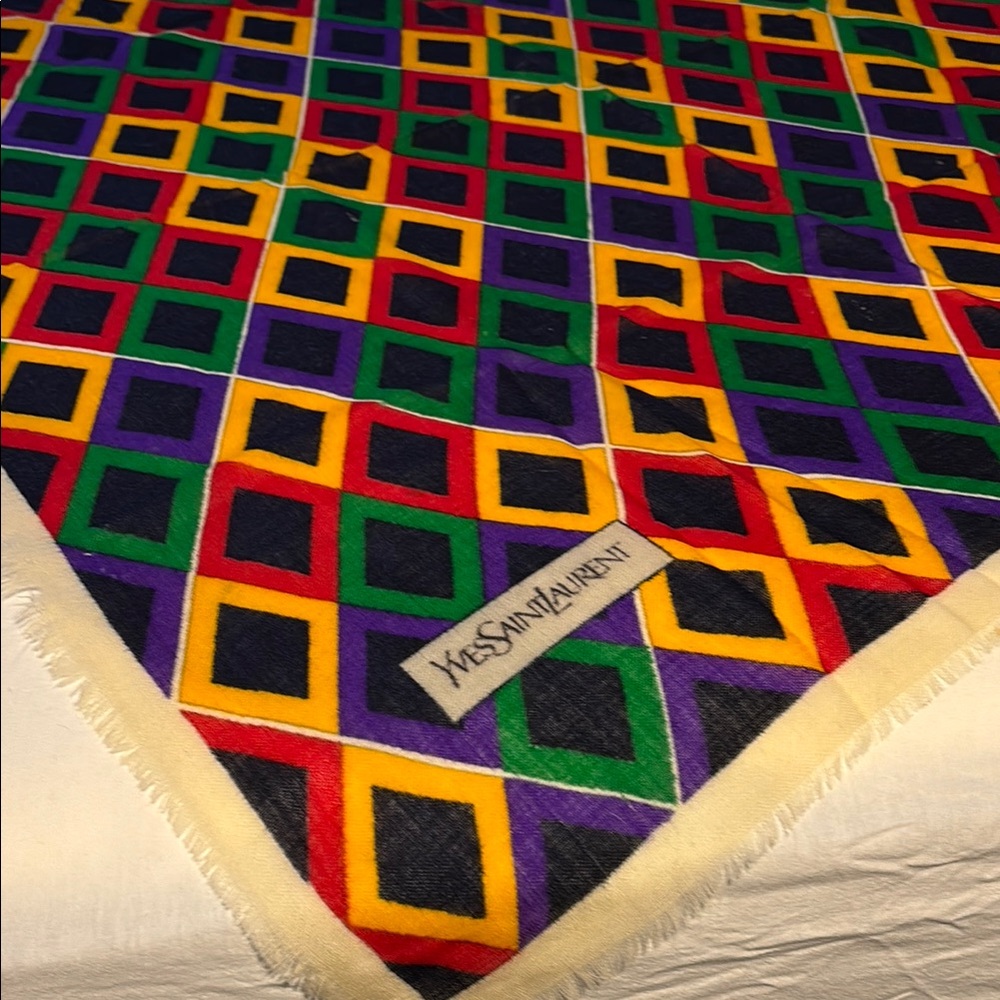 Yves Saint Laurent Multicolor Geometric Scarf vintage